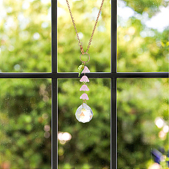 Teardrop Glass & Acrylic Flower Car Mirror Pendant Decorations&nbsp;HJEW-DR00051