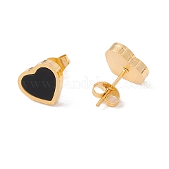 Black Acrylic Heart Stud Earrings&nbsp;EJEW-G291-03M