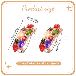 2 Pairs 2 Colors Alloy Micro Pave Colorful Cubic Zirconia Stud Earrings&nbsp;EJEW-GO0003-17