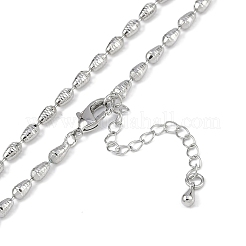 Rack Plating Brass Textured Teardrop Link Chain Necklaces for Women&nbsp;NJEW-K382-07P