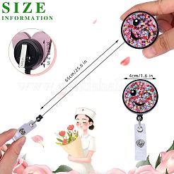 Sequin Quicksand Effect Acrylic & ABS Plastic Badge Reel&nbsp;AJEW-SZ0002-46B