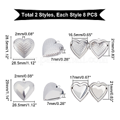 16Pcs 2 Style 316 Stainless Steel Locket Pendants&nbsp;STAS-DC0002-69