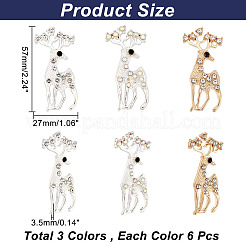 18Pcs 3 Colors Alloy Rhinestone Filigree Joiners&nbsp;PALLOY-AR0001-30