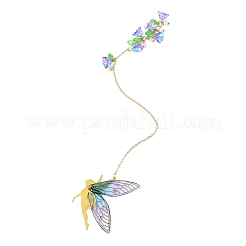Resin & Glass & Brass Bookmarks with Chain&nbsp;AJEW-JK00411