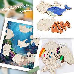 30Pcs 10 Styles Ocean Theme Unfinished Blank Wooden Pendants Set for Painting Arts&nbsp;DIY-SP0003-90