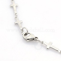 Tarnish Resistant Religious Catholic Jewelry 304 Stainless Steel Cross Link Chain Bracelets&nbsp;LS-STAS-O036-09P