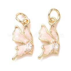 Brass Micro Pave Clear Cubic Zirconia with Enamel Charms&nbsp;CU-K002-50G-M