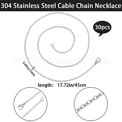 30Pcs 304 Stainless Steel Flat Cable Chain Necklaces Set for Men Women&nbsp;STAS-BBC0004-99B