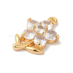 Brass Micro Pave Clear Cubic Zirconia Pendants&nbsp;KK-M294-05G-01