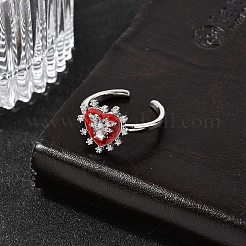 Brass Micro Pave Cubic Zirconia Cuff Open Rings for Women&nbsp;RJEW-B160-09P