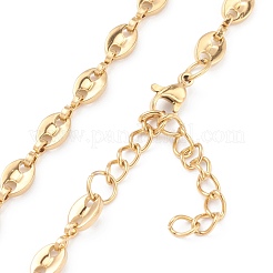 PVD Vacuum Plating 304 Stainless Steel Coffee Bean Chain Necklaces&nbsp;NJEW-O123-01G