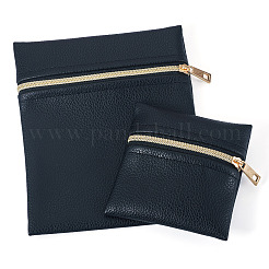 2Pcs 2 Styles Rectangle Square PU Leather Jewelry Gift Zipper Bags&nbsp;ABAG-TADJ0001-01A