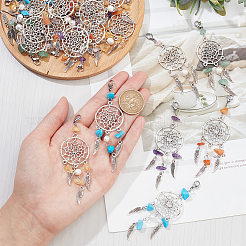 24Pcs 6 Style Gemstone Chip Pendant Decoration&nbsp;HJEW-NB0001-67