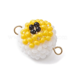 Halloween Glass Peal & Glass Seed Beaded Round Eye Links Connector Charms&nbsp;PALLOY-MZ00948-03