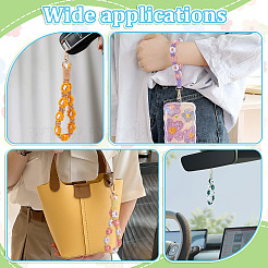 16Pcs 8 Styles Zinc Alloy Polyester Flower Keychains&nbsp;HJEW-TW0001-02