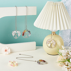 4Pcs Tree of Life Alloy & Chakra Gemtsone Charms Ceiling Fan Pull Chain Extenders&nbsp;PALLOY-BC00002