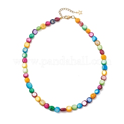 Dyed Natural Shell Colorful Nuggets Beaded Necklaces for Women&nbsp;NJEW-JN06002