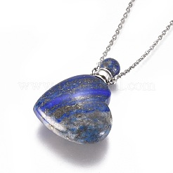 Natural Lapis Lazuli Openable Perfume Bottle Pendant Necklaces&nbsp;G-K295-A02-P