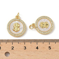 Brass Micro Pave Cubic Zirconia with Shell Pendants&nbsp;KK-Z115-06G