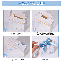 Marble Print Paper Candy Box with Cornflower Blue Polyester Ribbon&nbsp;CON-WH0106-06