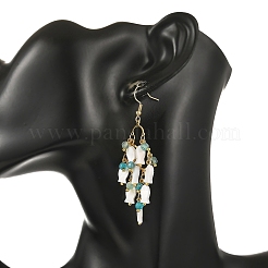 304 Stainless Steel & Natural Freshwater Shell & Agate Cluster Chandelier Earrings for Women&nbsp;EJEW-JE07468