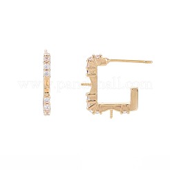 Brass Micro Pave Clear Cubic Zirconia Stud Earring Findings&nbsp;KK-S364-128