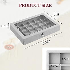 24-Grid MDF Covered with Velvet Jewelry Storage Boxes with Visible Window&nbsp;CON-WH0095-250