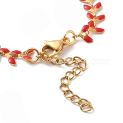 Enamel Ear of Wheat Link Chains Bracelet&nbsp;BJEW-P271-02G-05