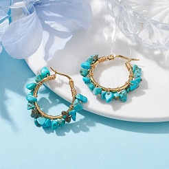 Natural Gemstone Hoop Earring&nbsp;EJEW-JE05709