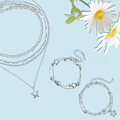 Alloy Pendant and Brass Chains Necklaces & Multi-strand Bracelets for Women&nbsp;SJEW-SC0001-06