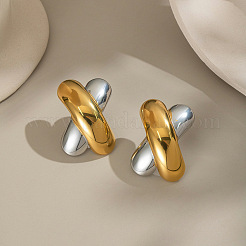 Two Tone 304 Stainless Steel Stud Earrings for Women&nbsp;AL8975