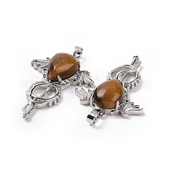 Natural Tiger Eye Teardrop Pendants&nbsp;G-P496-03P-22