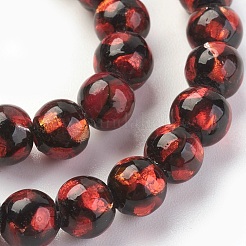 Handmade Silver Foil Glass Lampwork Beads&nbsp;LAMP-P051-G07-6mm