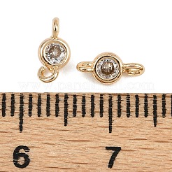 Brass Pave Clear Cubic Zirconia Connector Charms&nbsp;KK-H078-09C-G
