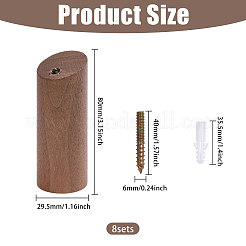 8Sets Column Wood Wall Hooks&nbsp;AJEW-GL0003-35A