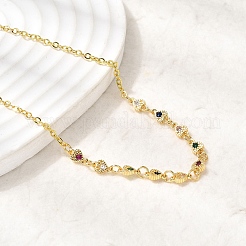 Brass Micro Pave Cubic Zirconia Heart Pendant Necklaces&nbsp;NJEW-B157-13G