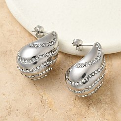 304 Stainless Steel Teardrop Stud Earrings&nbsp;EJEW-B108-07P
