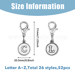 52Pcs 26 Style Alloy Replacement Zipper Sliders&nbsp;HJEW-AB00695