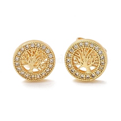 Brass Micro Pave Clear Cubic Zirconia Stud Earrings&nbsp;EJEW-D305-12G