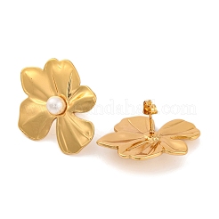 304 Stainless Steel with Plastic Imitation Pearl Stud Earrings for Women&nbsp;EJEW-Z057-04G