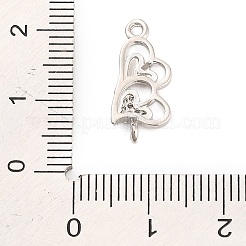 Brass Micro Pave Clear Cubic Zirconia Heart Connector Charms&nbsp;KK-H527-03A-P