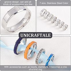 14Pcs 7 Size 201 Stainless Steel Plain Band Ring for Men Women&nbsp;RJEW-DC0001-06B