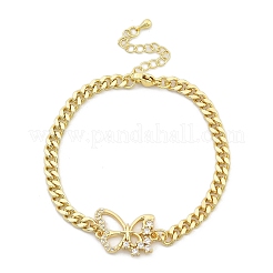 Brass Micro Pave Clear Cubic Zirconia Link Bracelets&nbsp;BJEW-Z082-03G-01