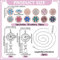 10Pcs 10 Colors Alloy Rhinestone Snap Buttons&nbsp;FIND-NB0006-38