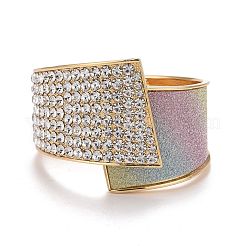 Crystal Rhinestone Chunky Wrap Wide Cuff Bangle&nbsp;BJEW-K223-02KCG-03