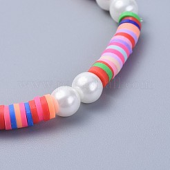 Handmade Polymer Clay Heishi Beads Kids Stretch Bracelets&nbsp;BJEW-JB04326-M