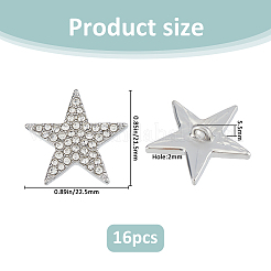 16Pcs Alloy Rhinestone Buttons&nbsp;BUTT-FH0001-031B