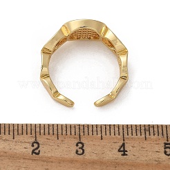 Oval Brass Micro Pave Clear Cubic Zirconia Cuff Finger Rings&nbsp;RJEW-C120-10G