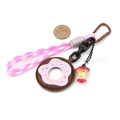 5Pcs PU Leather Donut & Polyester Rope & Resin Apple Pendant Decorations&nbsp;HJEW-JM04426