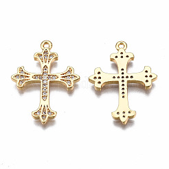 Brass Micro Pave Clear Cubic Zirconia Pendants&nbsp;KK-T063-82G-NF
